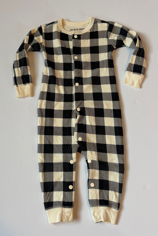 #43 Little Blue House Button Up Romper Boys or Girls 12 to 18m EUC