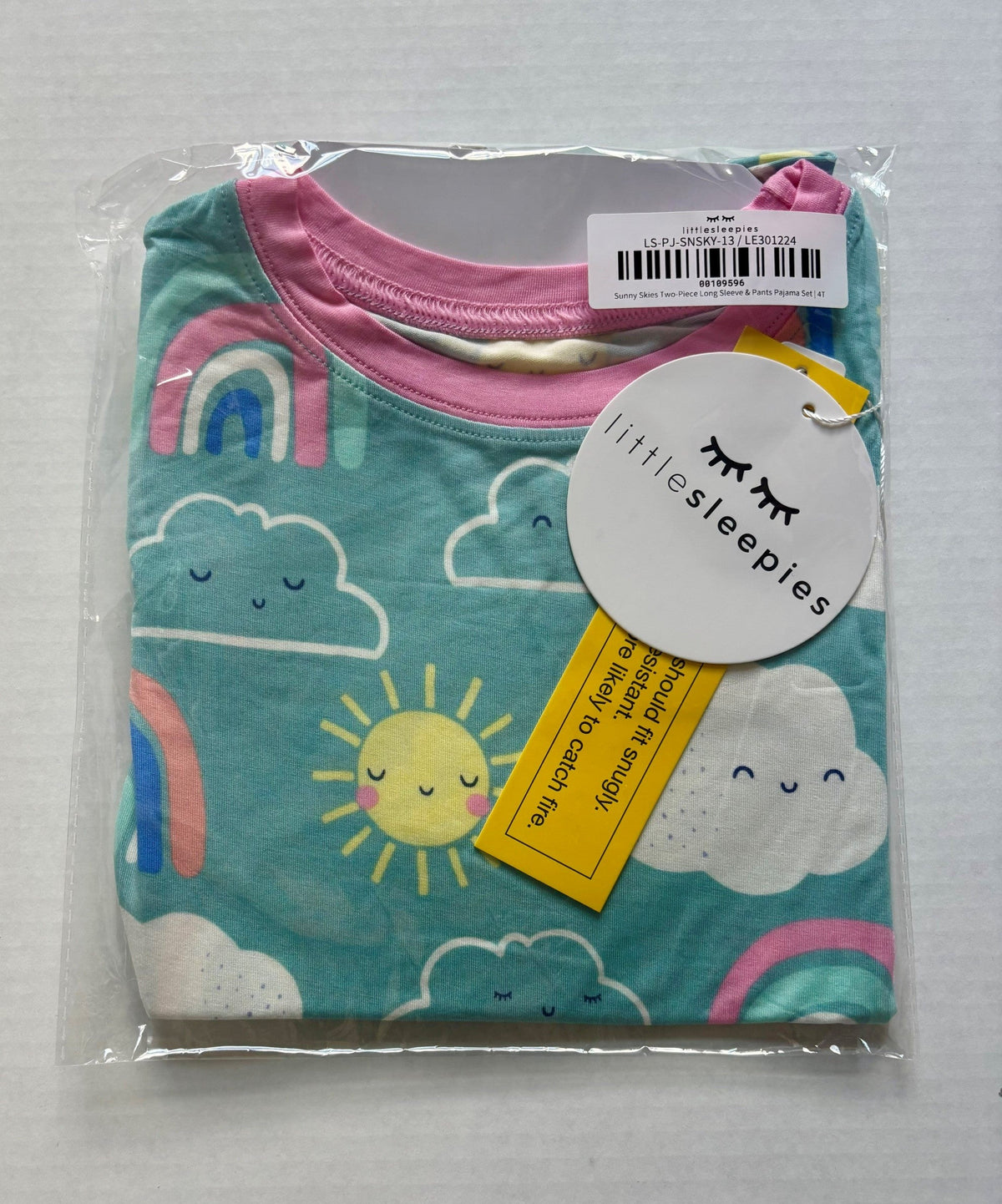 #154 Little Sleepies Rainbow and Cloud Long Sleeve Pajamas Girls 4T NWT *REDUCED
