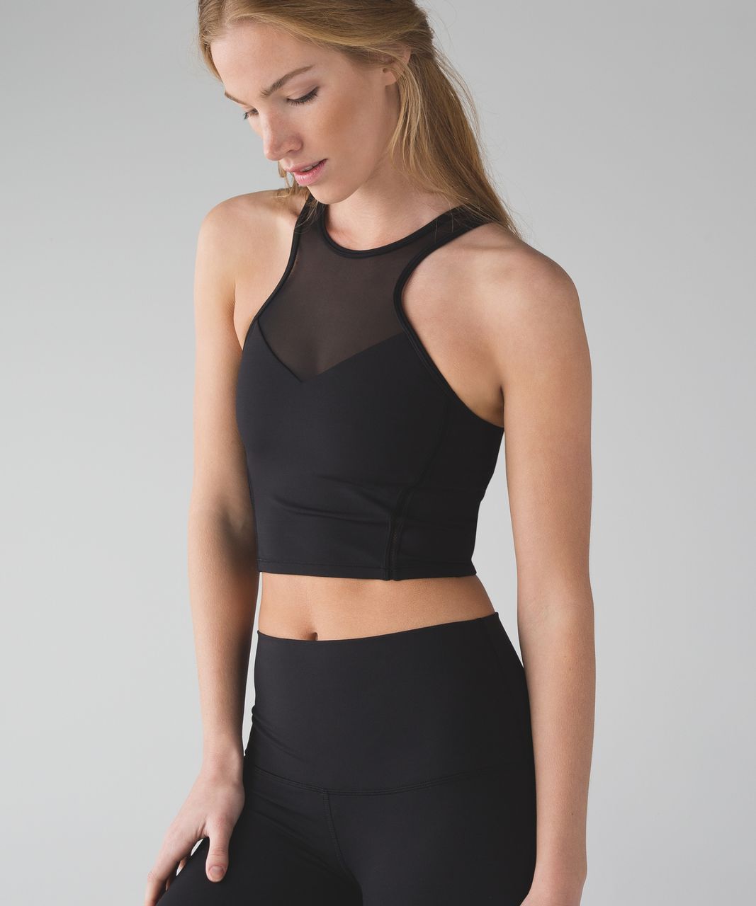 Seller #144 LULULEMON "Get It On Em" Black Mesh Crop Top -  Size 4