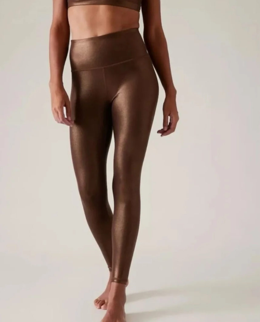 Seller #193 NWT Athleta Women's Size Medium Lustre Shine Brown Elation Leggings (Retailed for $99 + Tax)