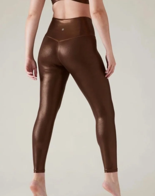 Seller #193 NWT Athleta Women's Size Medium Lustre Shine Brown Elation Leggings (Retailed for $99 + Tax)