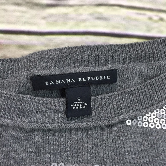 Banana Republic Lightweight Sequin Stripe Sweater Gray (Small) PPU 45230