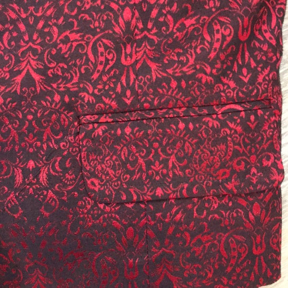 #91 - Red and Black Paisley Festive Holiday Women's Blazer - Size 12