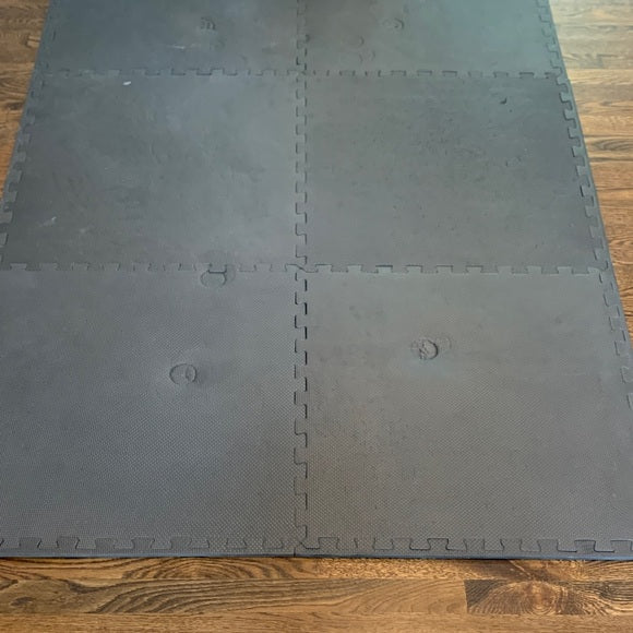 #181 - *PPU ONLY 45242*  Interlocking Black Foam Floor Tile Mat Pieces - Six Squares with Boarder piece