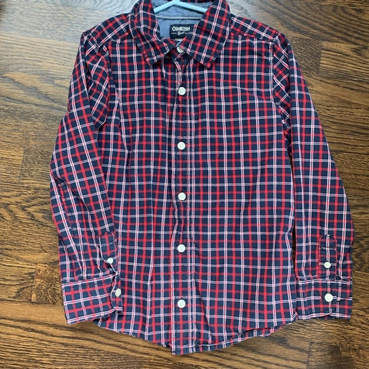 #181 -EUC OshKosh Boys Navy & Red Button Up Shirt - size 8