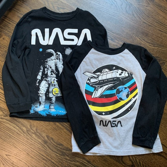 #181 - NASA Kids Space Shuttle Raglan Shirt Set - Black & Gray -10/12