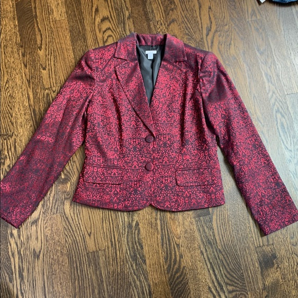 #91 - Red and Black Paisley Festive Holiday Women's Blazer - Size 12