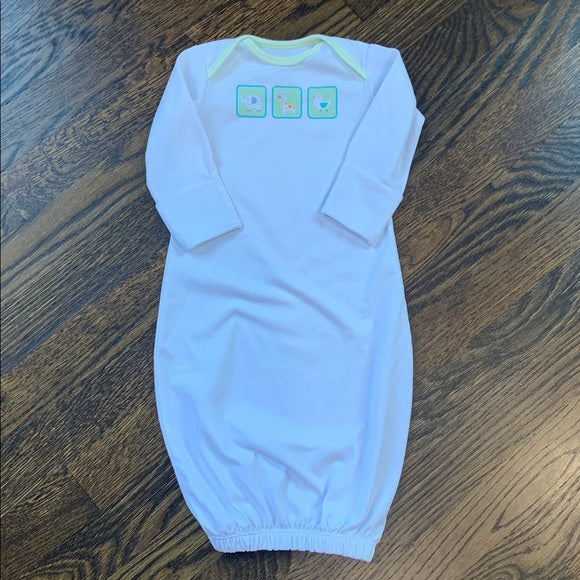 #91 - Baby Sleep Gowns in Green and White - 0-3mo