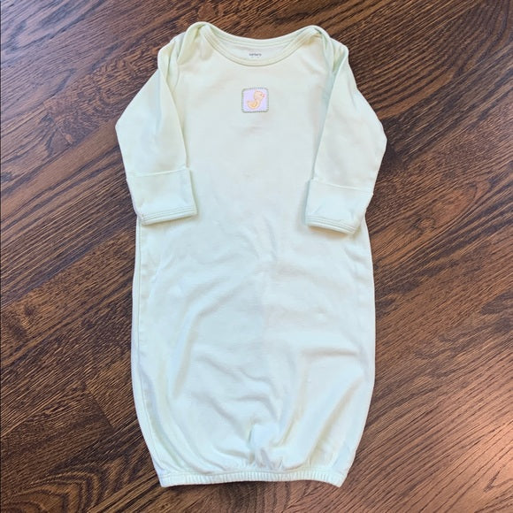 #91 - Baby Sleep Gowns in Green and White - 0-3mo