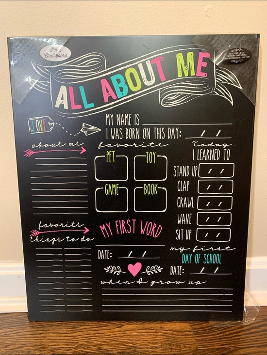 #151 -  NEW All About Me Chalkboard Baby Nursery Photo Prop