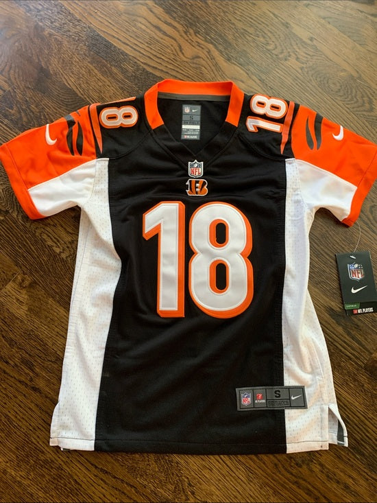 #151 - Cincinnati Bengals #18 Black Orange White Jersey - Kids Small