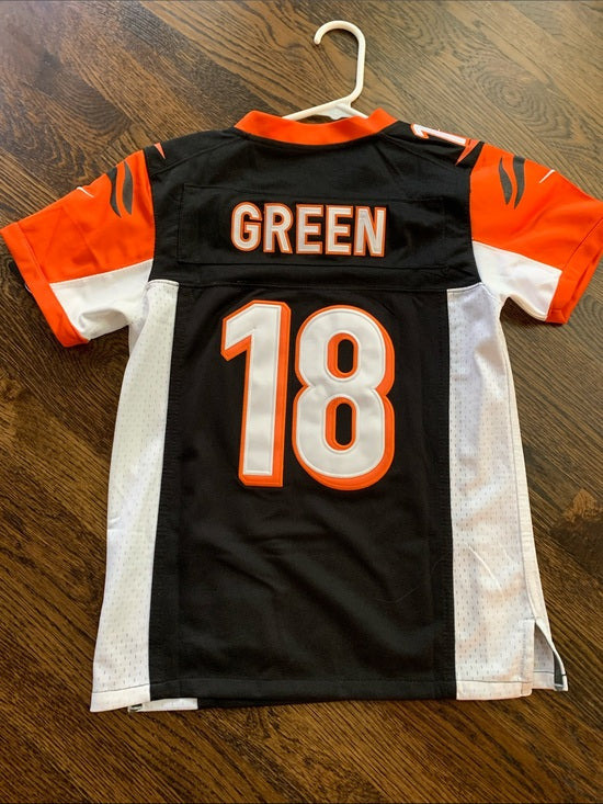 #151 - Cincinnati Bengals #18 Black Orange White Jersey - Kids Small