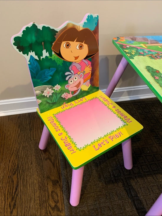 #151 - Dora the Explorer Pink & Green Kids Table and Chairs Set