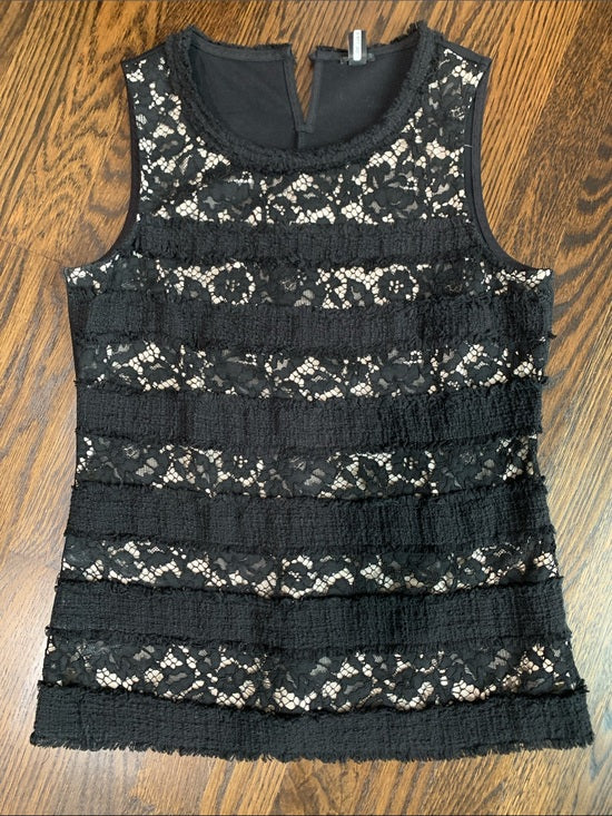 #151 - J. Crew Black Lace Layered Sleeveless Camisole - Women's Small