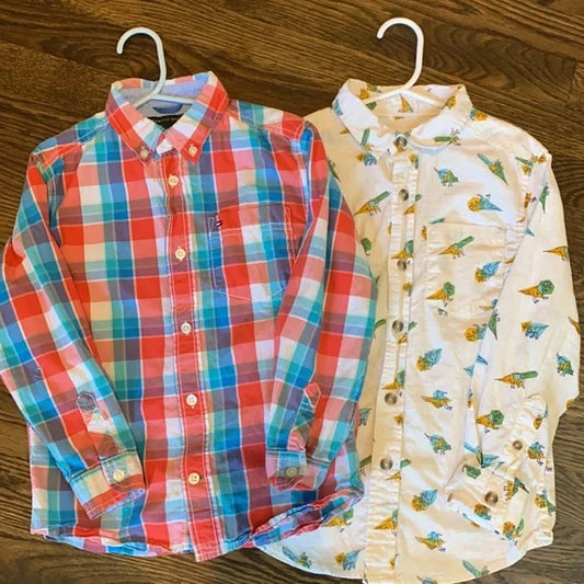 #181 - Tommy Hilfiger and Dinosaur Button Down Shirts - Size 6 Boy