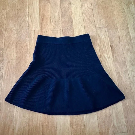 #91B Zara Wool Blue Pleat Skirt size M