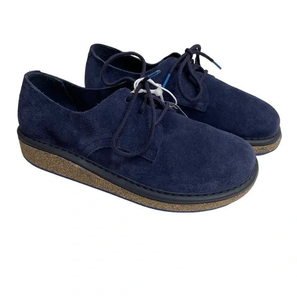 Seller 67 - Birkenstock Gary Suede Navy Blue Lace Up Oxfords Shoes EU 33 US 2-2.5 New