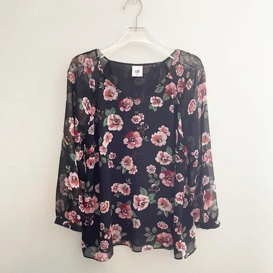 #118 | Size M | Women's CAbi - Garden Floral Blouse #3595 Size M