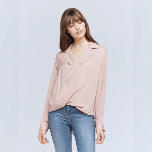 #118 | Size XXS | Women's L’Agence Rita Blouse 100% Silk Light Pink / Peach
