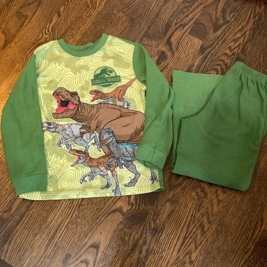 #181 - EUC Jurassic World Dinosaur Fleece Kids Pajamas- PJs Size 8