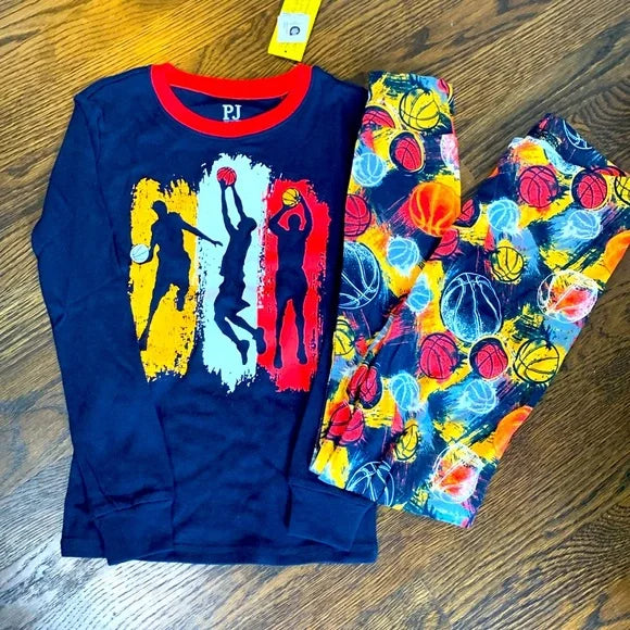 #181 - NWT Boys Basketball Pajamas PJs Set - Size 10