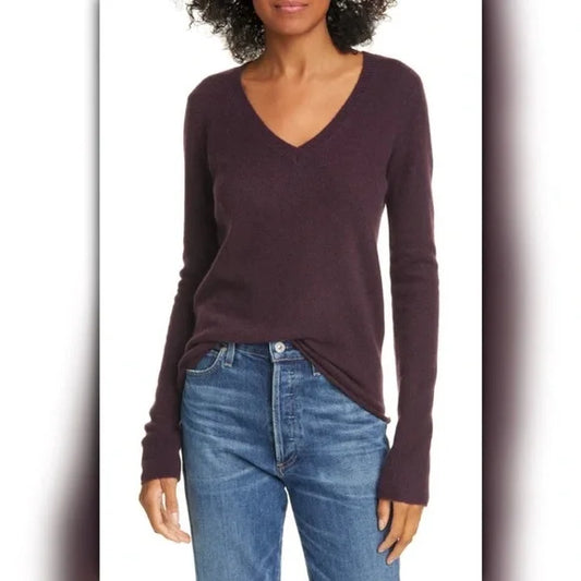 #118 | Size M | Women's ATM Anthony Thomas Melillo Cashmere V-Neck Sweater Dark Maroon