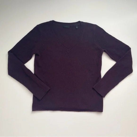 #118 | Size M | Women's ATM Anthony Thomas Melillo Cashmere V-Neck Sweater Dark Maroon