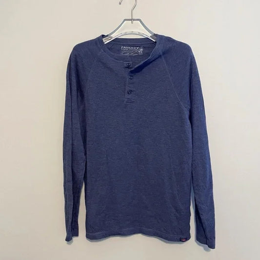 #118 | Size S | Men's Faherty Long Sleeve Cloud Henley Baltic Navy Heather