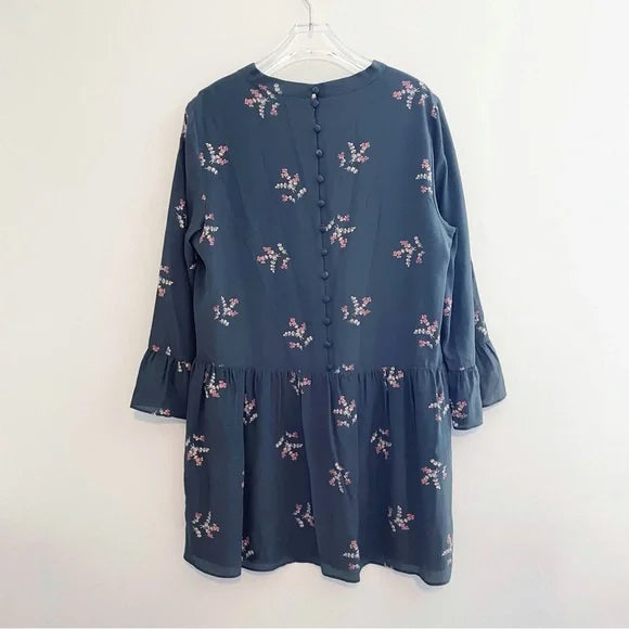 #118 | Size L | Women's Madewell Silk Tie-Neck Dress in Wild Botanic