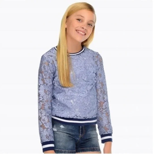 #118 | Size 16 | Mayoral Girls Blue Lace Shirt