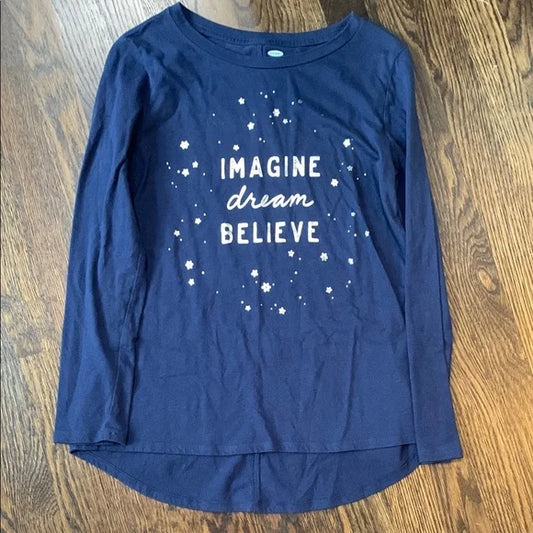 #181 - Old Navy Girls Holiday Blue Long Sleeve Shirt - XL