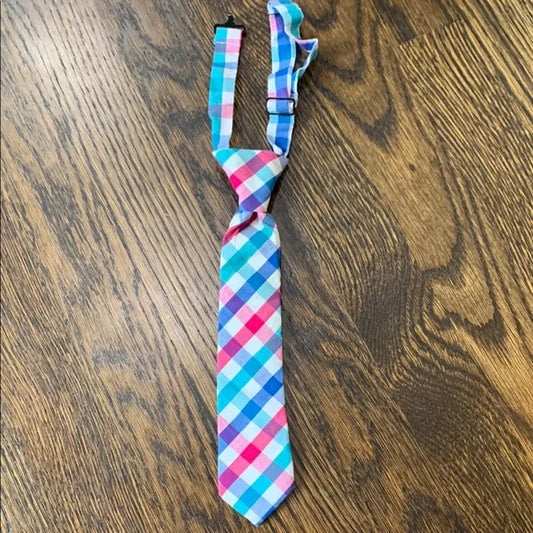 #181 Boys Plaid Tie in Blue, Pink, Teal, and White *REDUCED*