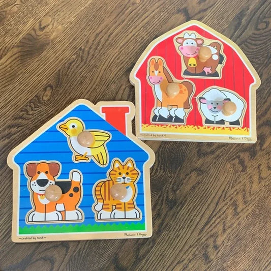 #181 - Melissa & Doug Farm Animal Wooden Knob Puzzles *REDUCED*