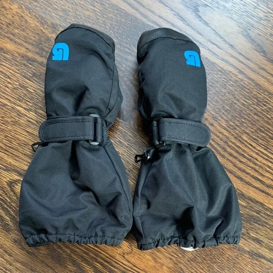 #181 - Black Winter Snow Mittens Gloves - Kids Toddler 2T