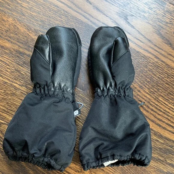 #181 - Black Winter Snow Mittens Gloves - Kids Toddler 2T