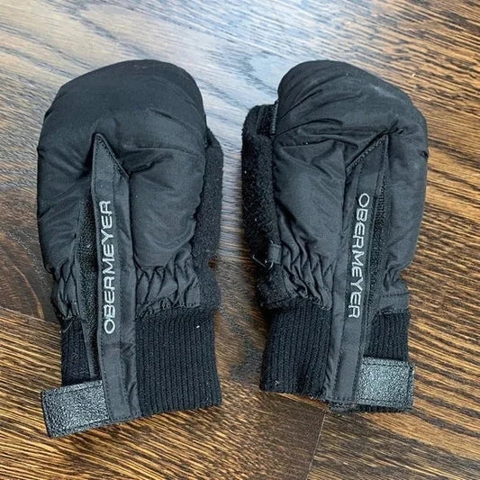 #181 - Obermeyer Winter Black Insulated Mittens Gloves - Kids Toddler XS