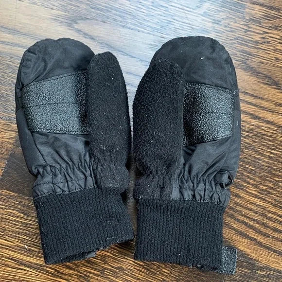 #181 - Obermeyer Winter Black Insulated Mittens Gloves - Kids Toddler XS