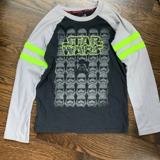 #181 - Star Wars Kids Long Sleeve Shirt - Black and Gray - Kids 7x