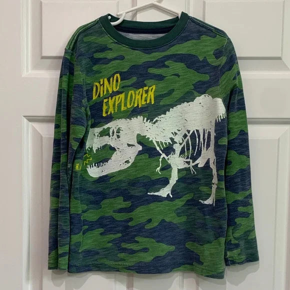 #181 - Dino Explorer Kids Camouflage Shirt - Small (6-7)