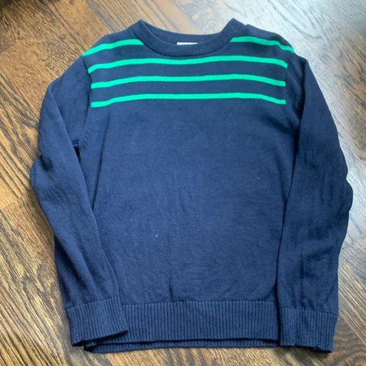 #181 - The Children's Place Boys Navy Sweater with Green Stripes - Small 5/6