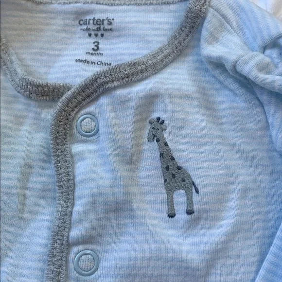 #91 - Carter's Light Blue and White Baby Giraffe Outfit Set -3mo
