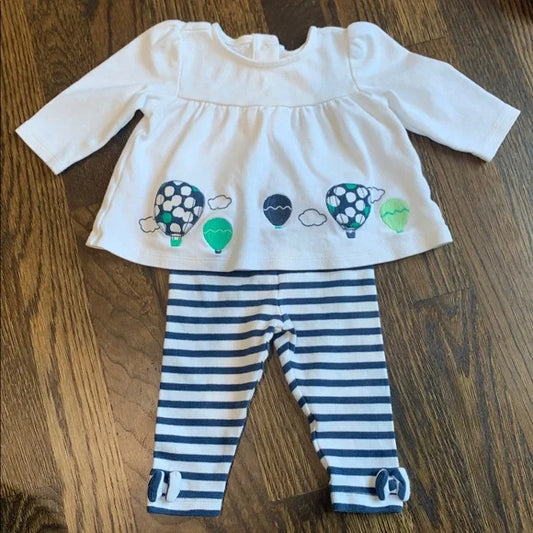 #91 - NWOT Gymboree Hot Air Balloon Top and Striped Leggings Set (3-6mo)
