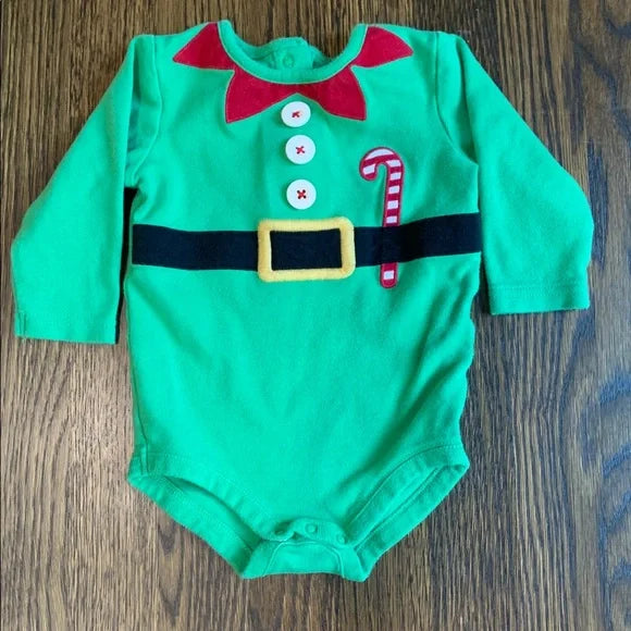#91 - REDUCED Gymboree Festive Christmas Green and Red Baby Elf Outfit - 6-12mo