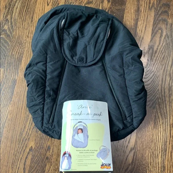#91 - REDUCED Jolly Jumper Arctic Sneak-a-Peak Black Car Seat Cover