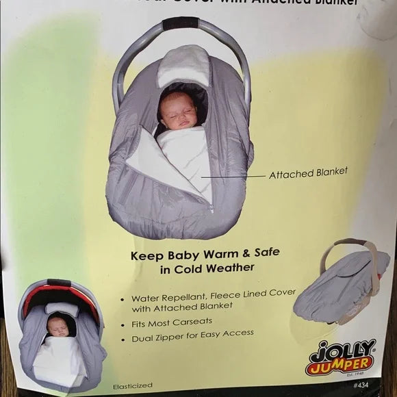 #91 - REDUCED Jolly Jumper Arctic Sneak-a-Peak Black Car Seat Cover