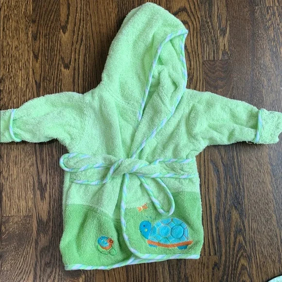 #91 - Green Baby Bathrobe and Frog Towel Set - 0-9mo