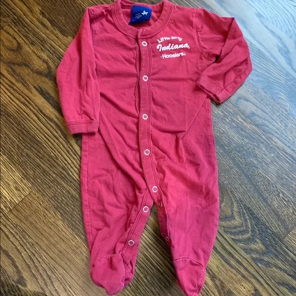 #91 - Red Indiana Hoosiers Baby Onesie with Logo 6-9mo