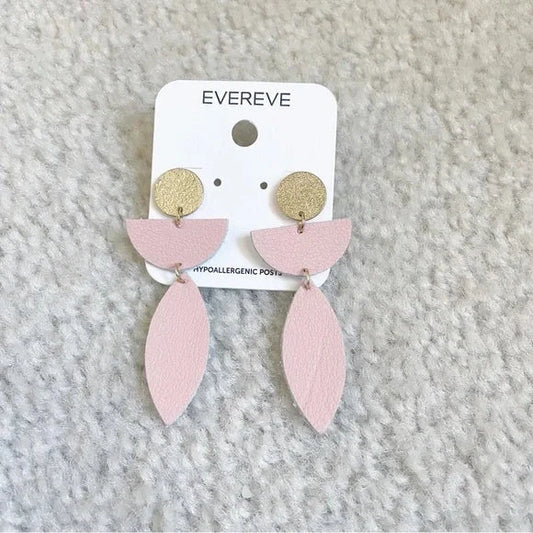 #79 | Women's Evereve Blush and Gold Leather Drop Earrings REDUCED