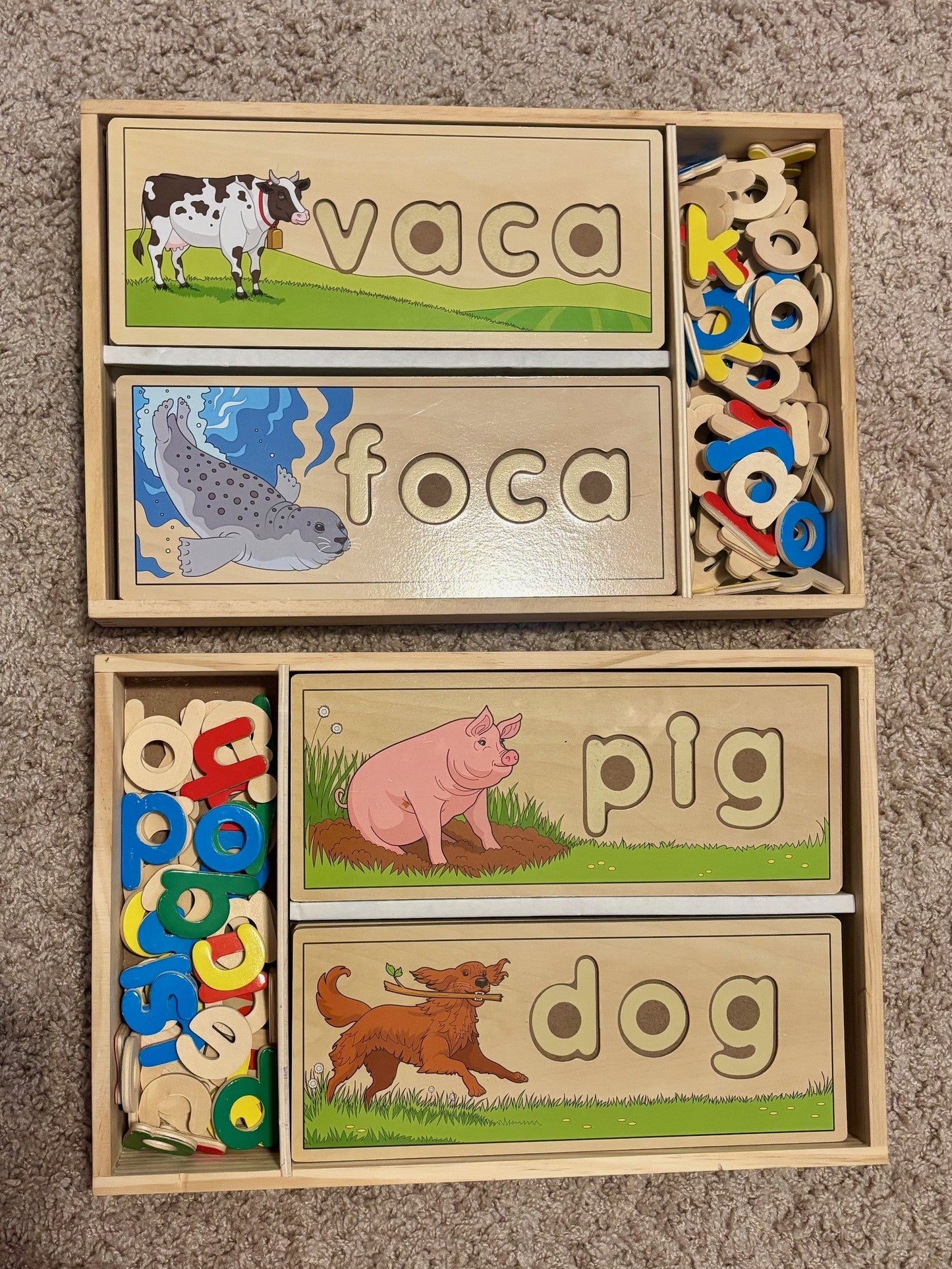 #43 Melissa and Doug See and Spell Wooden Toy English and Spanish *REDUCED