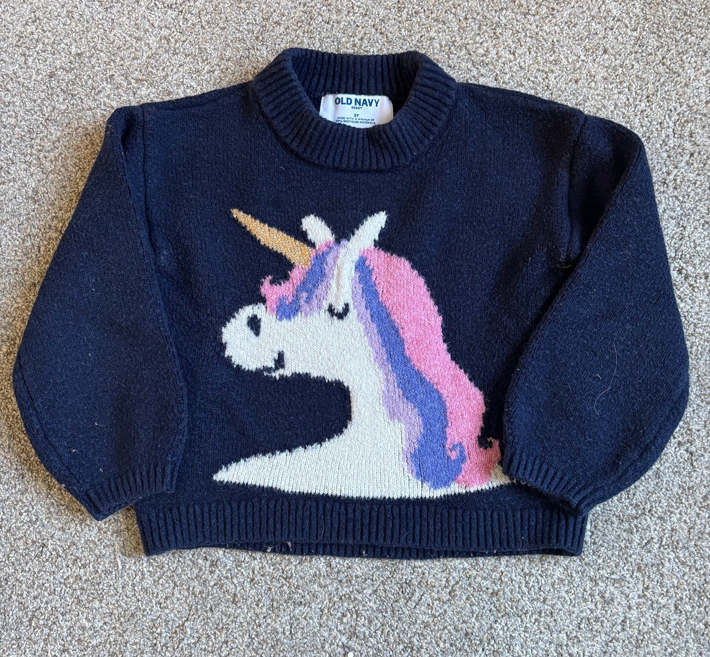#43 Old Navy Unicorn Sweater Girls 3T VGUC